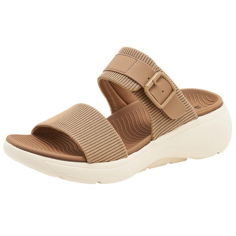 Comfortable slippers for women new summer outer wear wedge casual versatile platform thick sole large size sandals