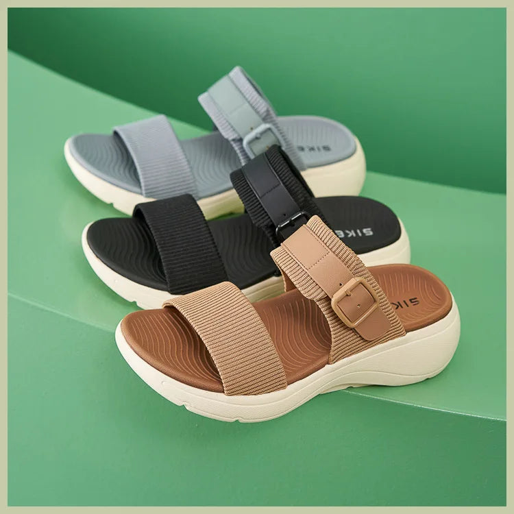 Comfortable slippers for women new summer outer wear wedge casual versatile platform thick sole large size sandals