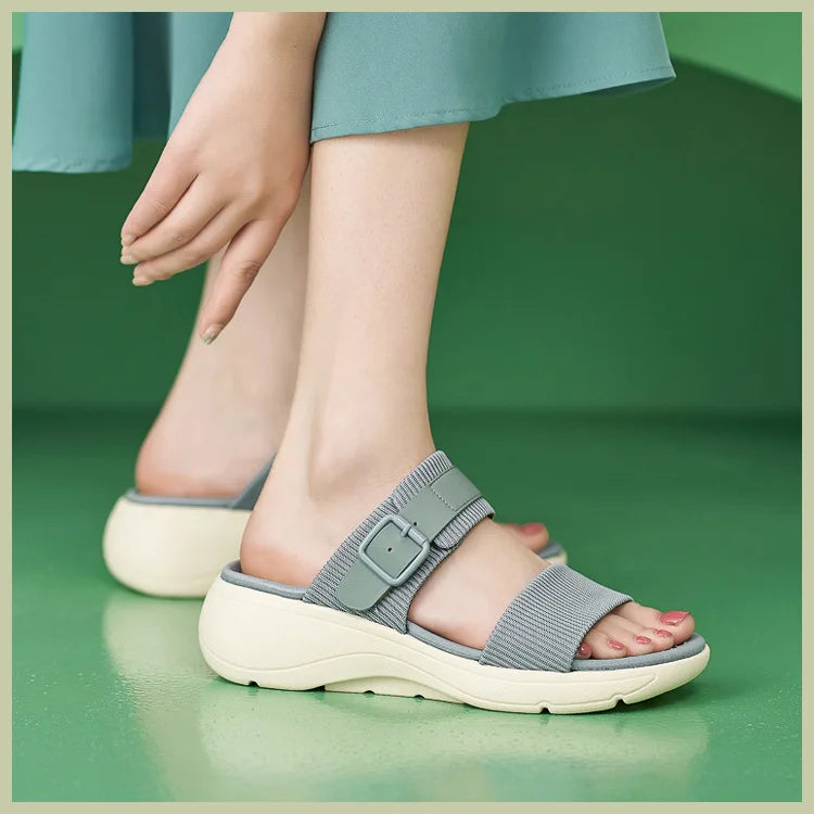 Comfortable slippers for women new summer outer wear wedge casual versatile platform thick sole large size sandals