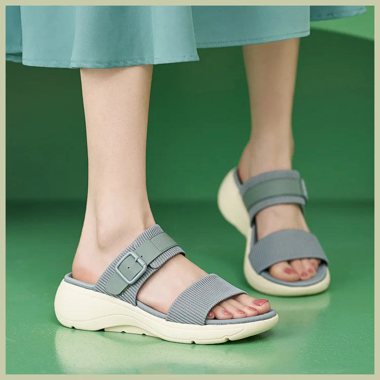 Comfortable slippers for women new summer outer wear wedge casual versatile platform thick sole large size sandals