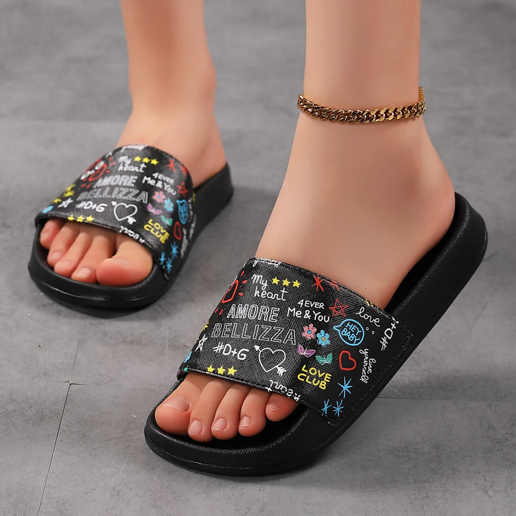 Women's Fashionable Printed Casual Slippers - Lightweight Indoor and Outdoor Home Shoes, Stylish and Beautiful, Breathable Fabric Lining and Star Design, Suitable for Home, Garden, Beach Use, Comfortable for All Seasons