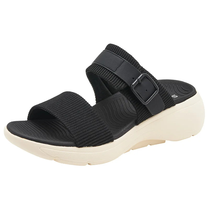 Comfortable slippers for women new summer outer wear wedge casual versatile platform thick sole large size sandals